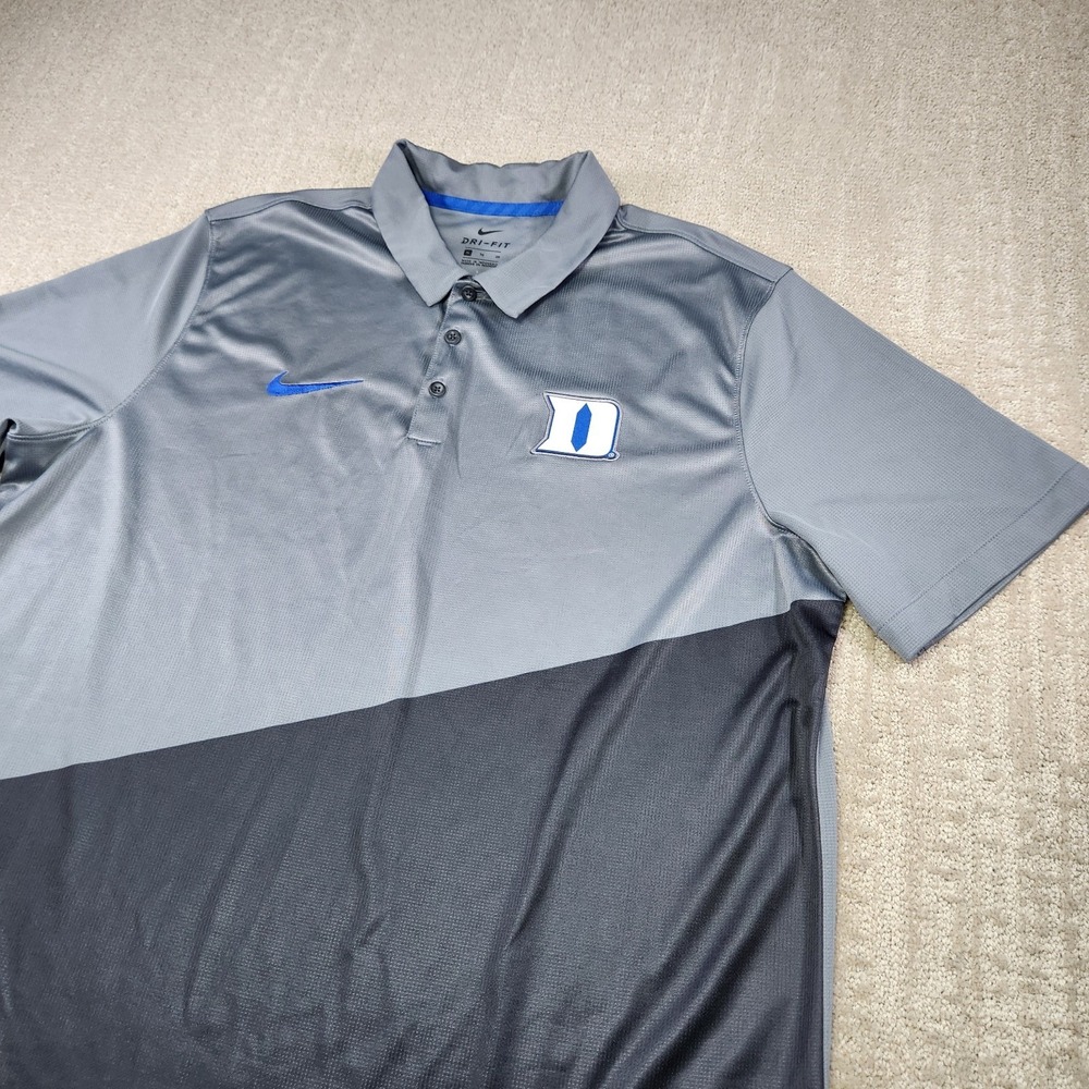 Duke Blue Devils Shirt Men XL Nike Dri Fit Polo NCCA Quick Dry Gray Sideline